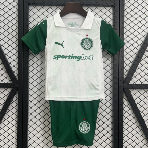 Kit Infantil Palmeiras 2 Branco E Verde Camisa e Short  2025 / 2026