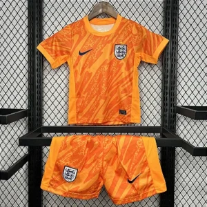 Kit Infantil Inglaterra Goleiro Laranja Camisa e Short 2024 / 2025