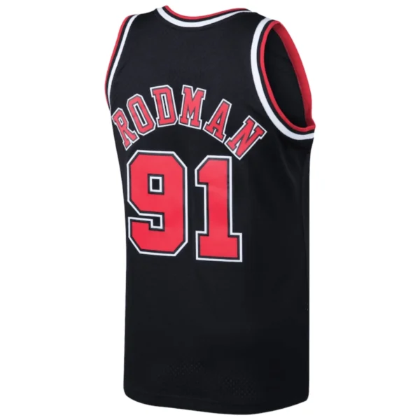 Regata NBA Chicago Bulls Edition Swingman Jersey Preta Rodman 91 - Imagem 2