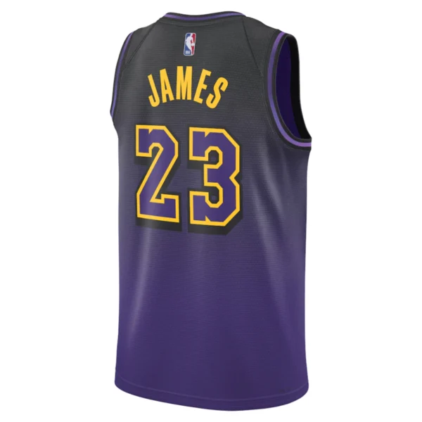 Regata NBA Los Angeles Lakers City Edition 2024 / 2025 Swingman Jersey Preta James 23 - Imagem 2