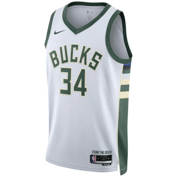 Regata NBA Milwaukee Bucks Edition Swingman Jersey Branca Antetokounmpo 34