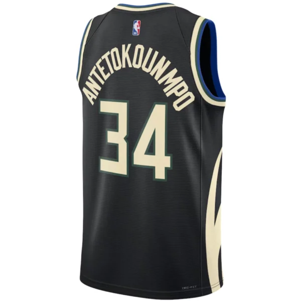 Regata NBA Milwaukee Bucks Edition Swingman Jersey Preta Antetokounmpo 34 - Imagem 2